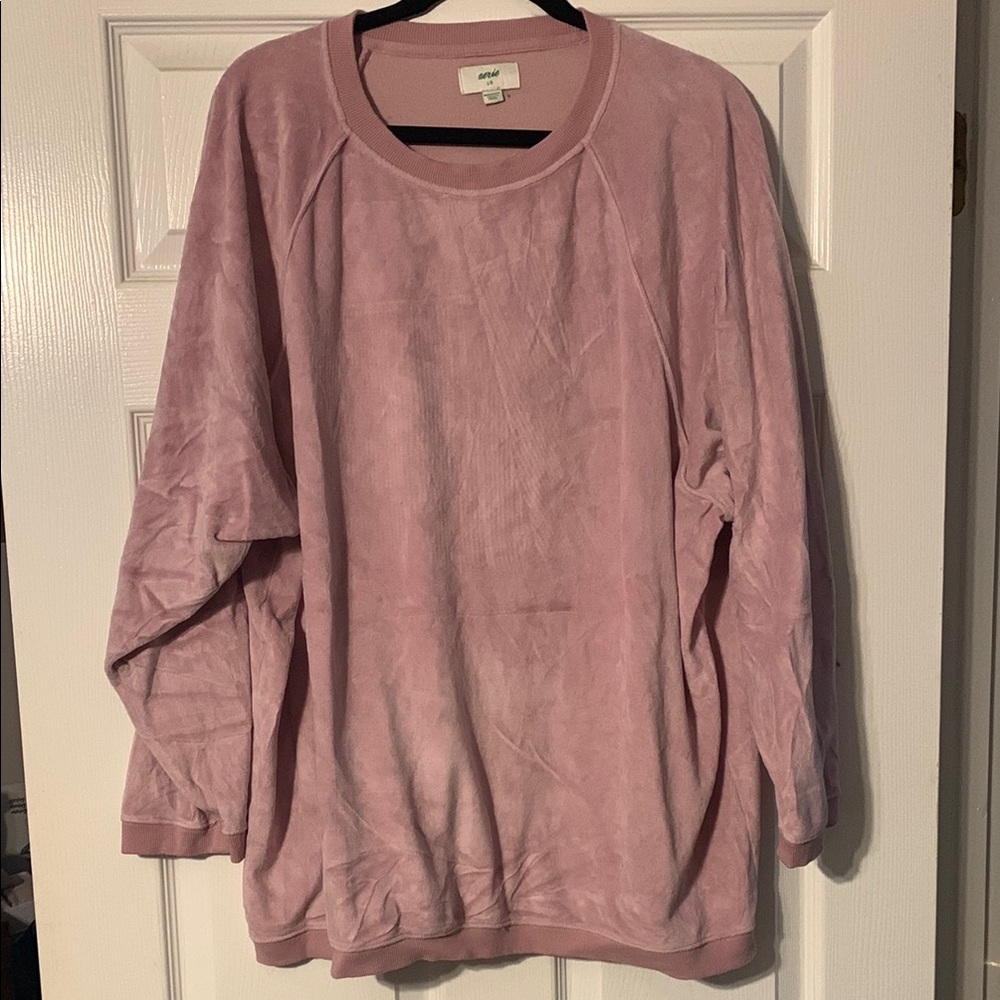 Aerie Pink Crewneck Sweater Oversized Comfort